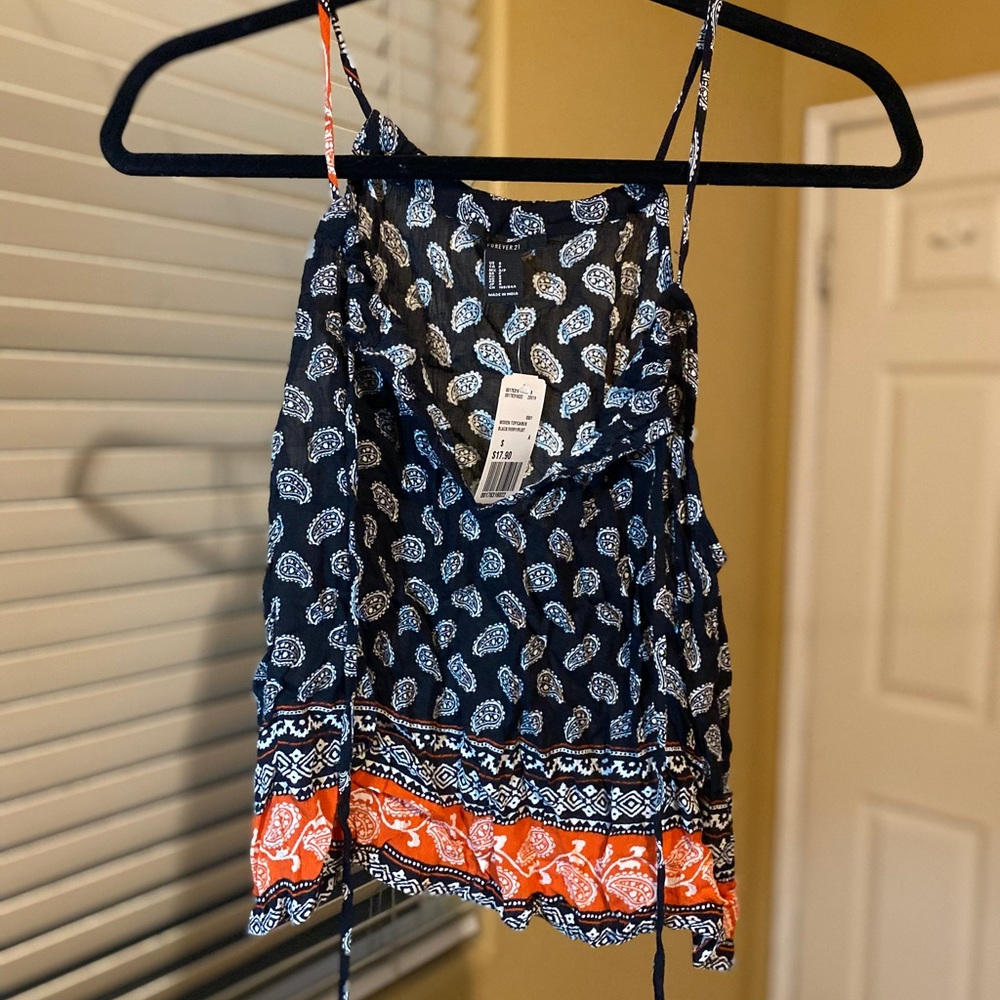 NWT forever 21 cropped woven tie camisole. Sz S